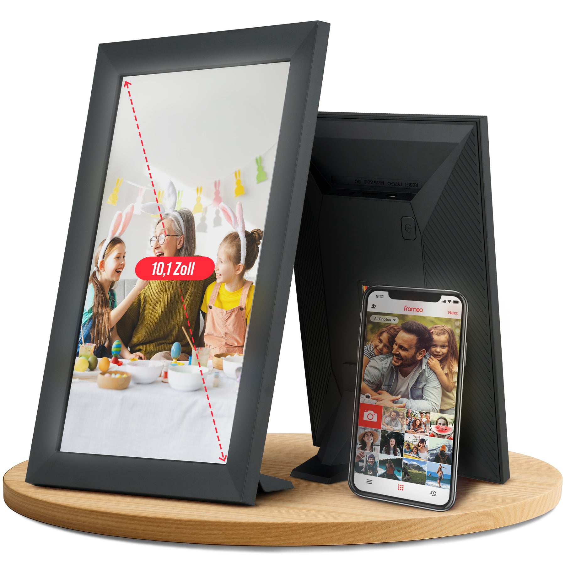 Filapen Digitaler Bilderrahmen – 10,1 zoll HD Touchscreen, WiFi, 32GB Speicher