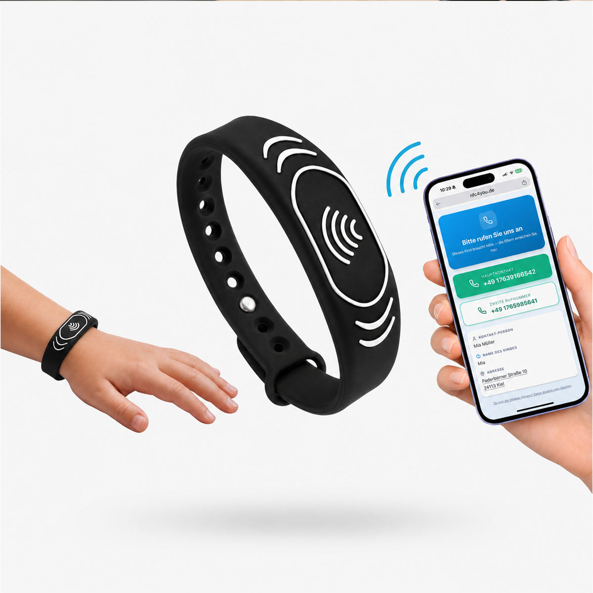 NFC-Notfallarmband für Kinder – schnelle Kontaktaufnahme im Trennungsfall | 2er-Set