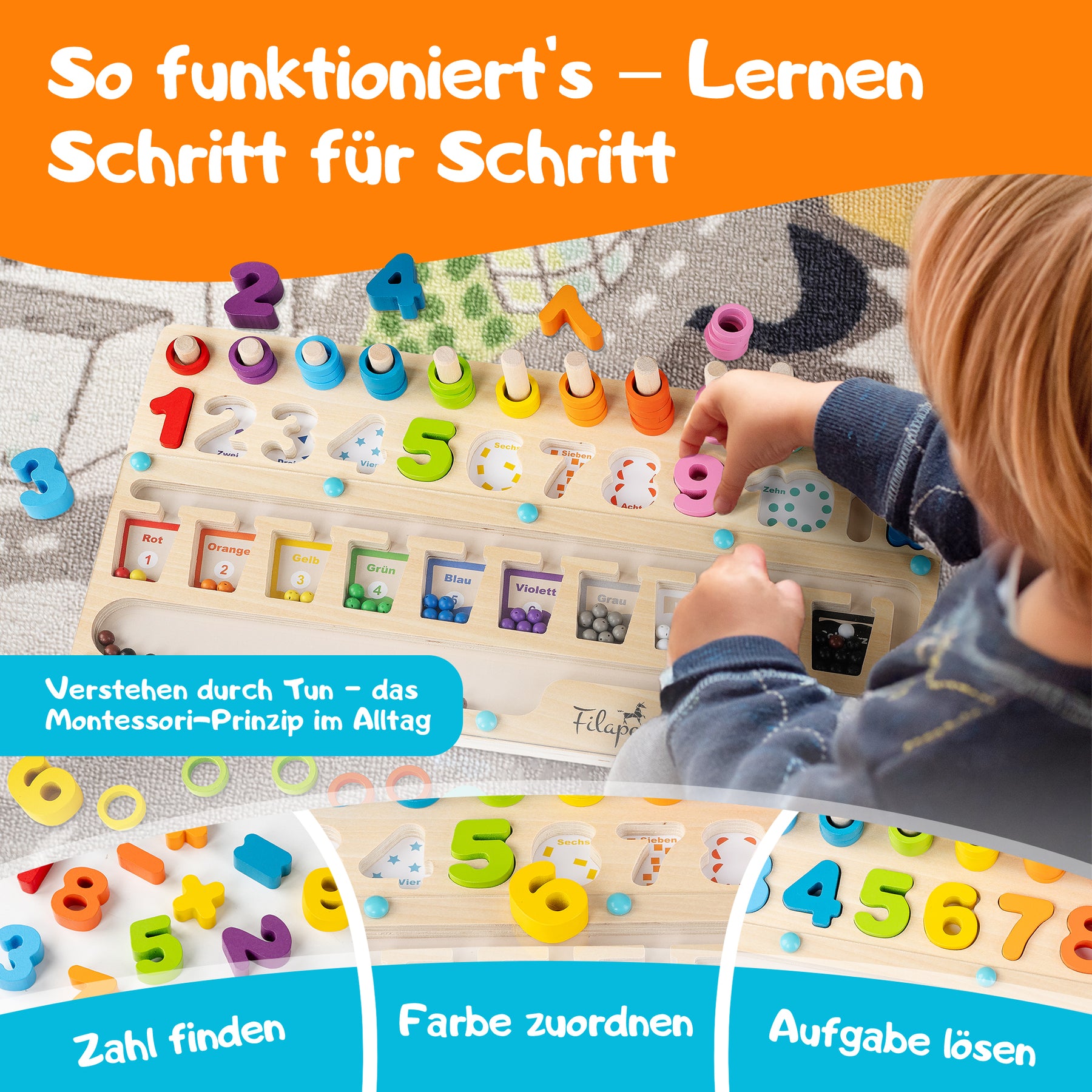 Filapen® Montessori Motorikspielzeug - Magnetspiel aus Holz