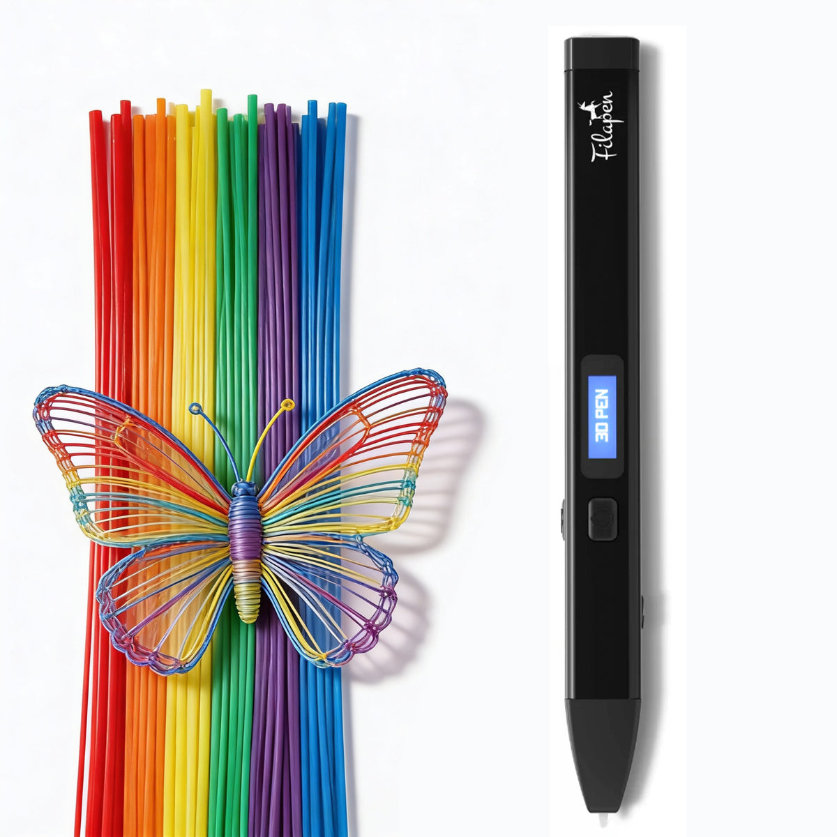 Premium 3D Stift Set mit 250 PCL Filament-Sticks (Schwarz)