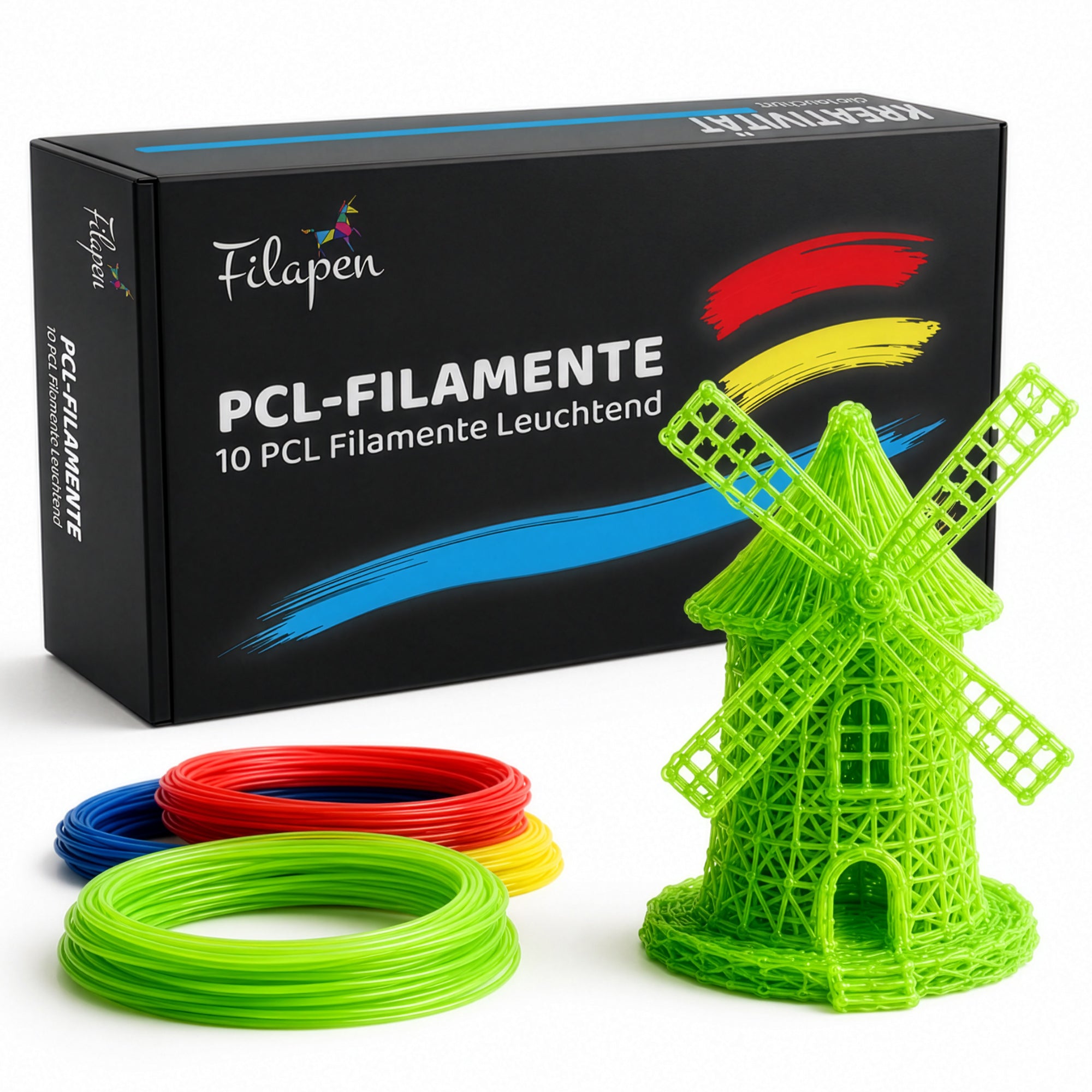 Filapen Leucht-Filamente – 10er Pack | 50m Glow-in-the-Dark PCL