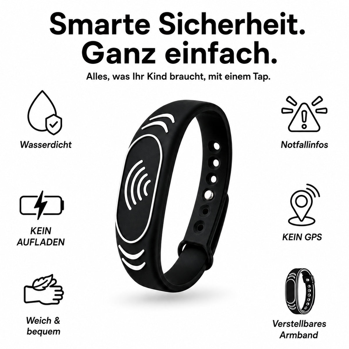 NFC-Notfallarmband für Kinder – schnelle Kontaktaufnahme im Trennungsfall | 2er-Set