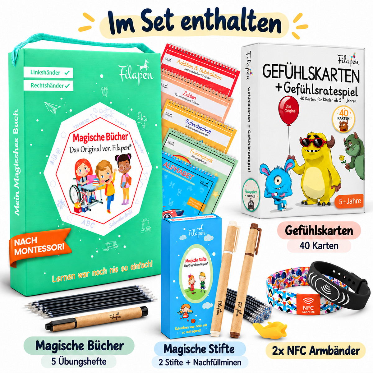 Magische Übungshefte Halloween-Set mit NFC-Notfallarmband