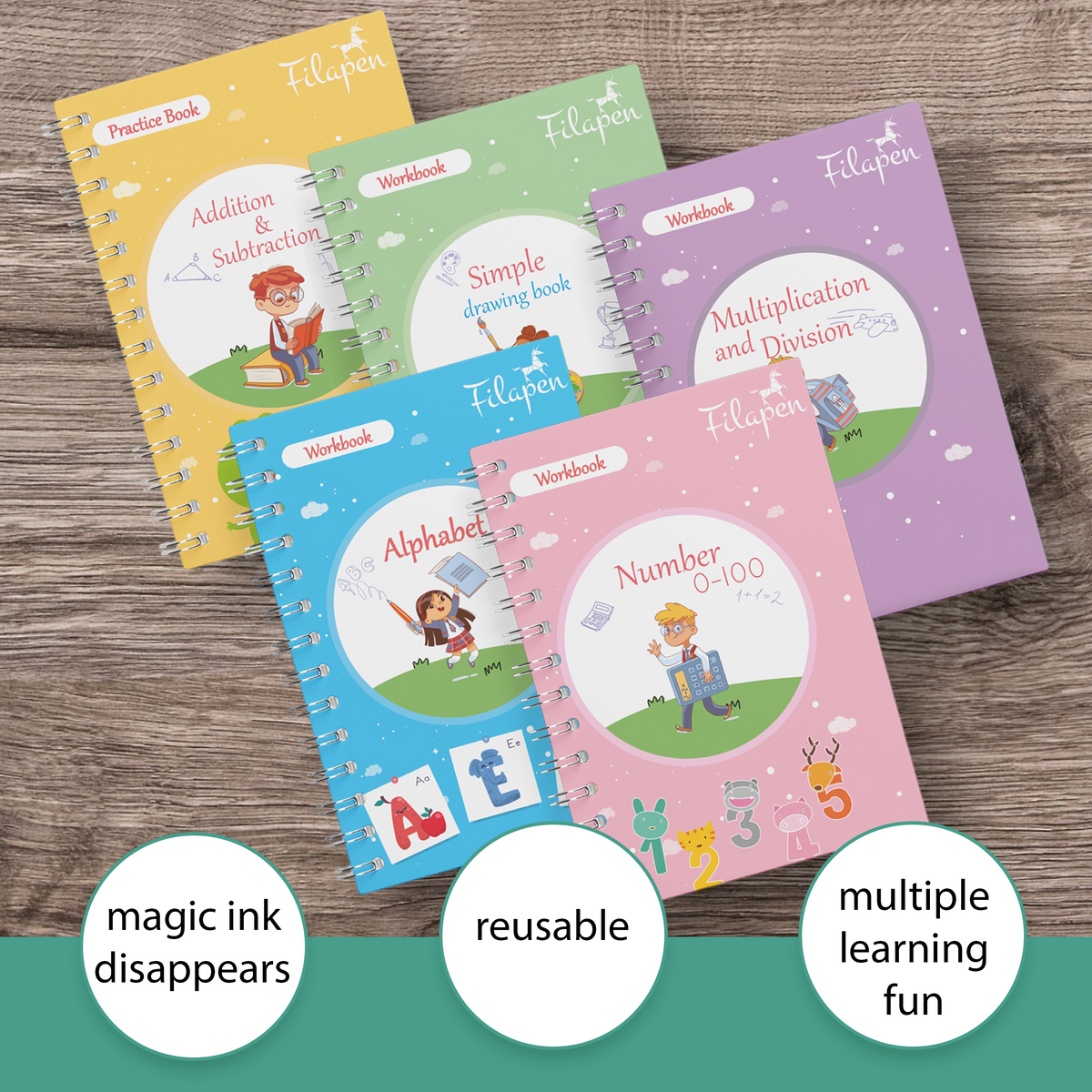 Filapen Magic Practice Books – Reusable