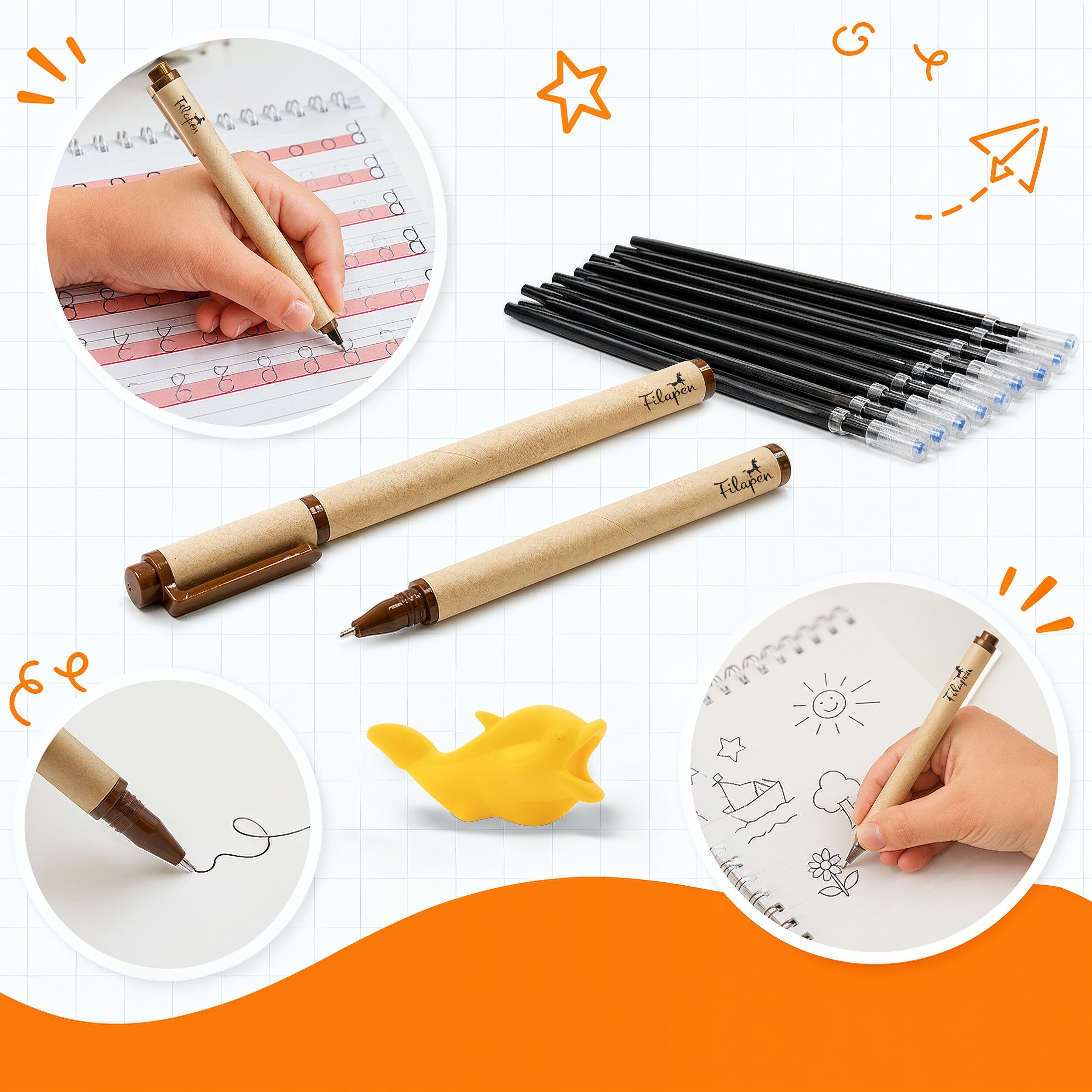 Filapen® Magische Stifte inkl. Schreibhilfe und 15 Ersatzminen