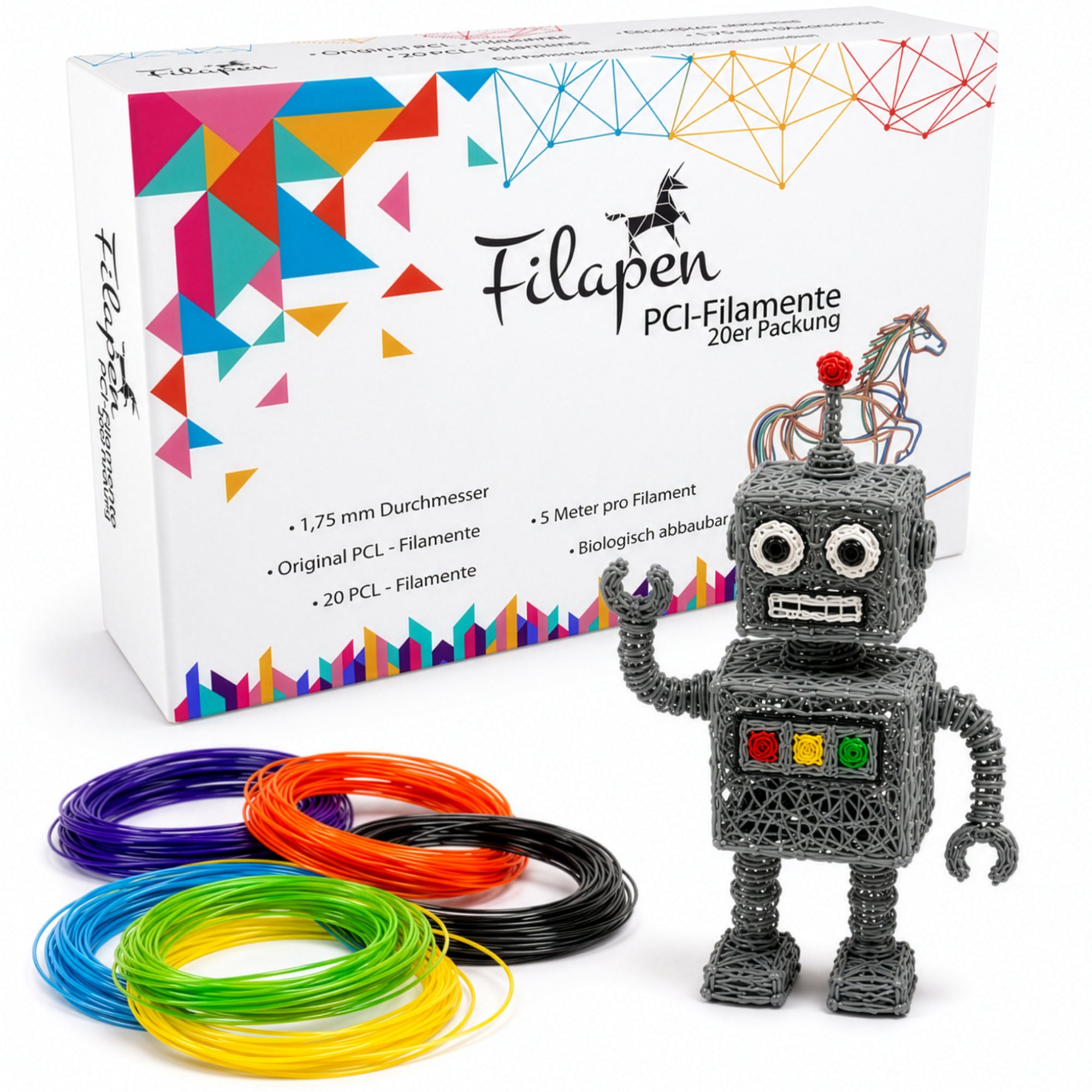 Filapen® 20er- Packung PCL-Filamente (bunt) | 100m