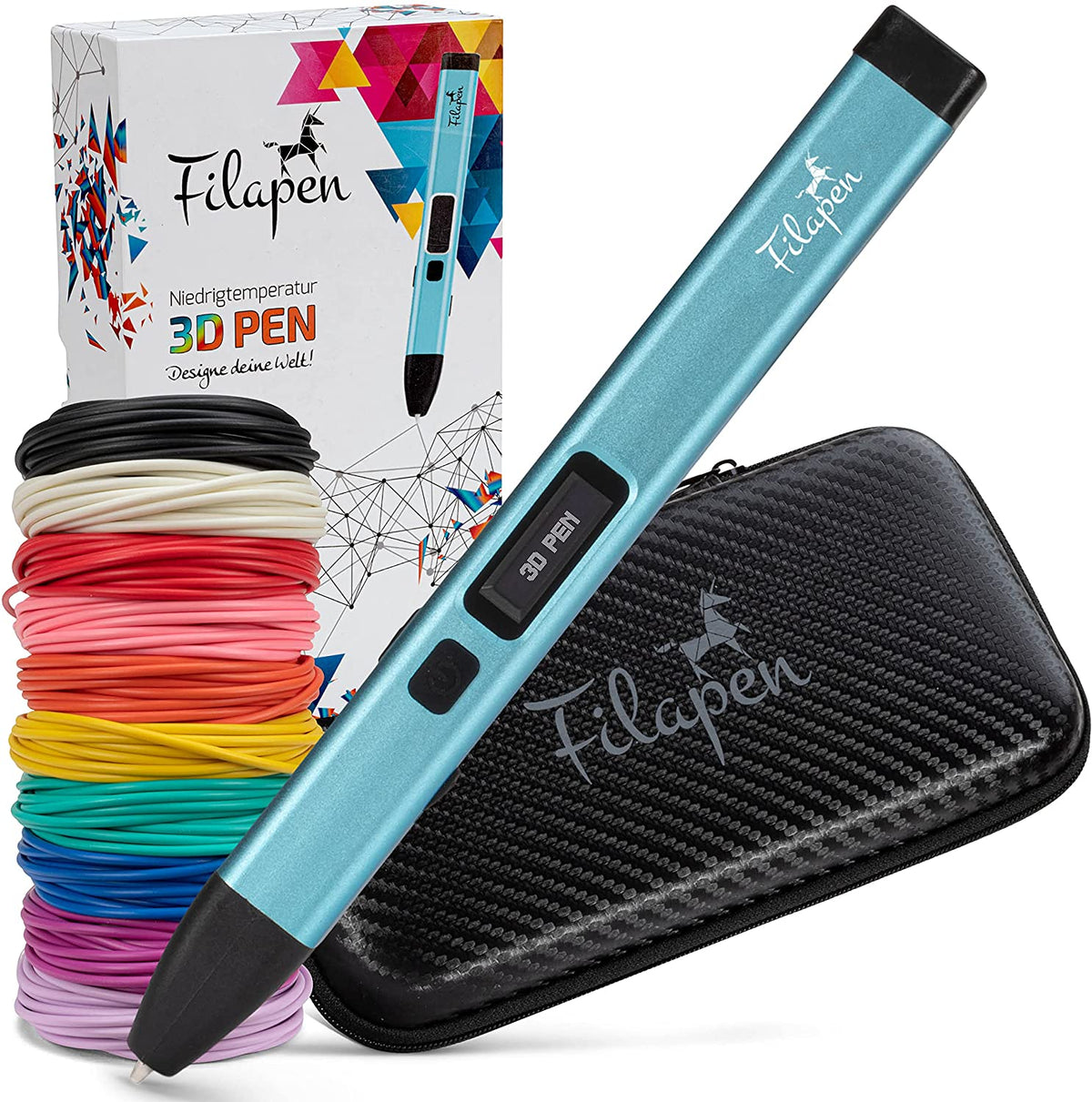 Filapen® Premium 3D Stift mit 10 Filamenten (Blau) - Filapen