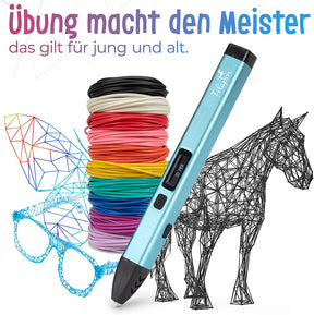 Filapen® Premium 3D Stift mit 10 Filamenten (Blau) - Filapen